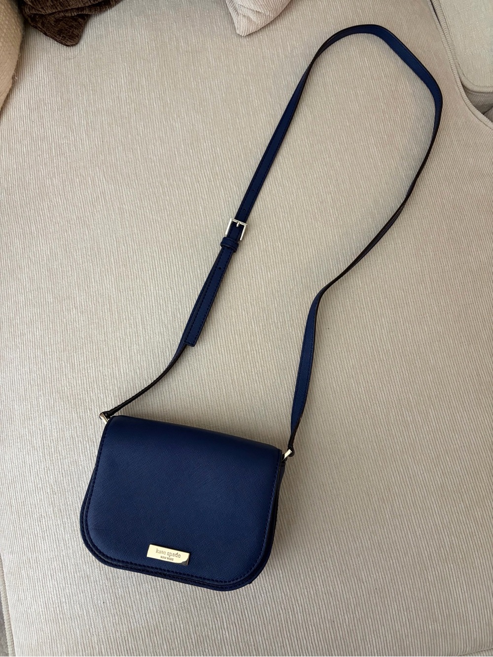 kate spade Navy Leather Crossbody with Gold Hardware